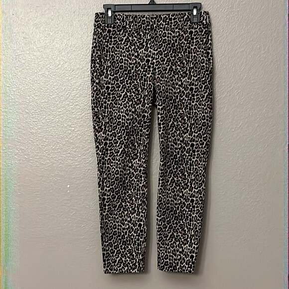 J Crew Factory Winnie Pant in leopard print size 2 side zipper - Picture 2 of 12